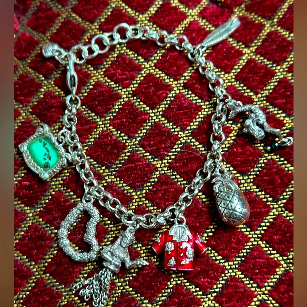 Brighton HAWAII State Charm Bracelet 7 Charms: Lei Surfboard Very Gently Loved
